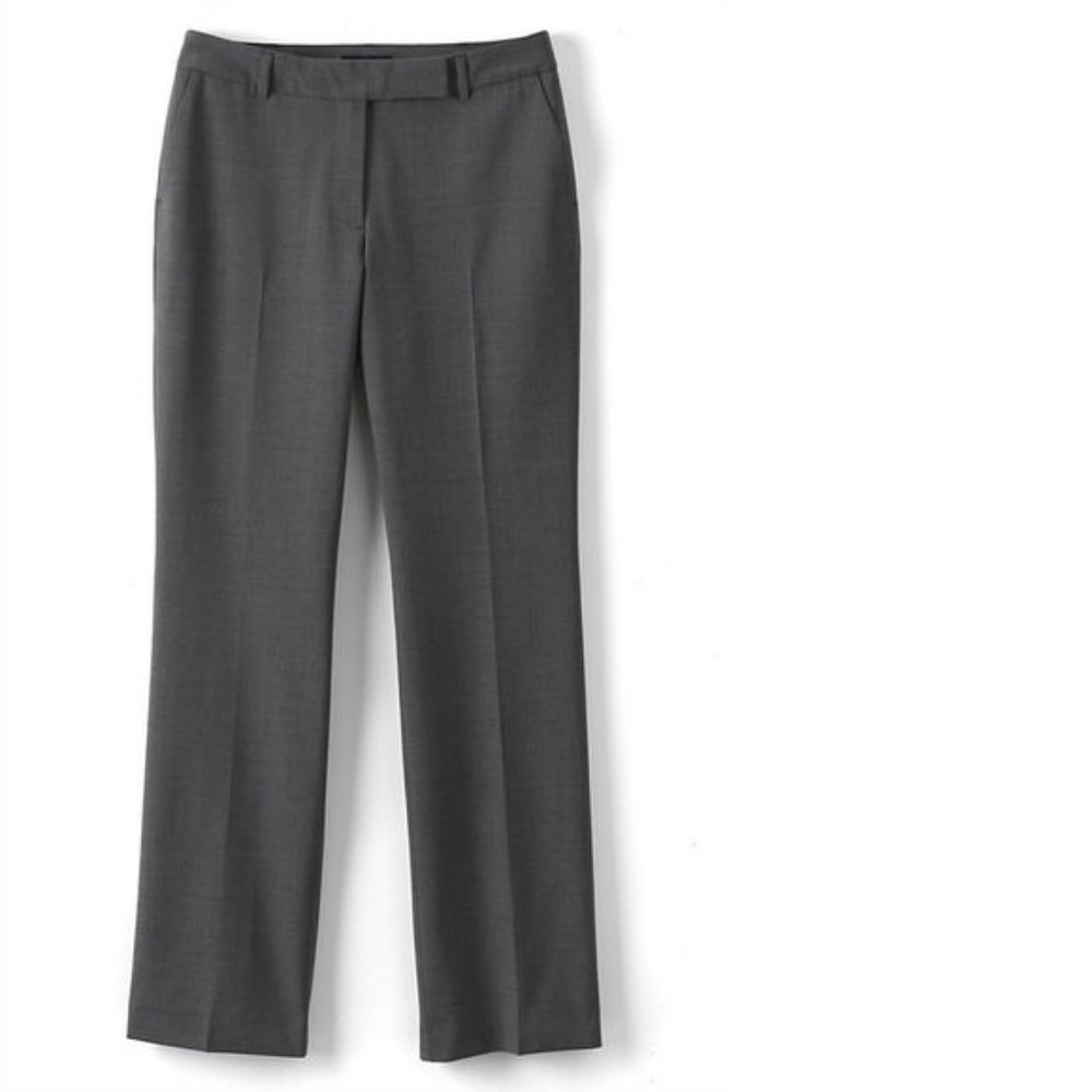 NWT LANDS'‎ END WASHABLE WOOL CURVY MODERN PANTS LIGHT CHARCOAL HEATHER 8P